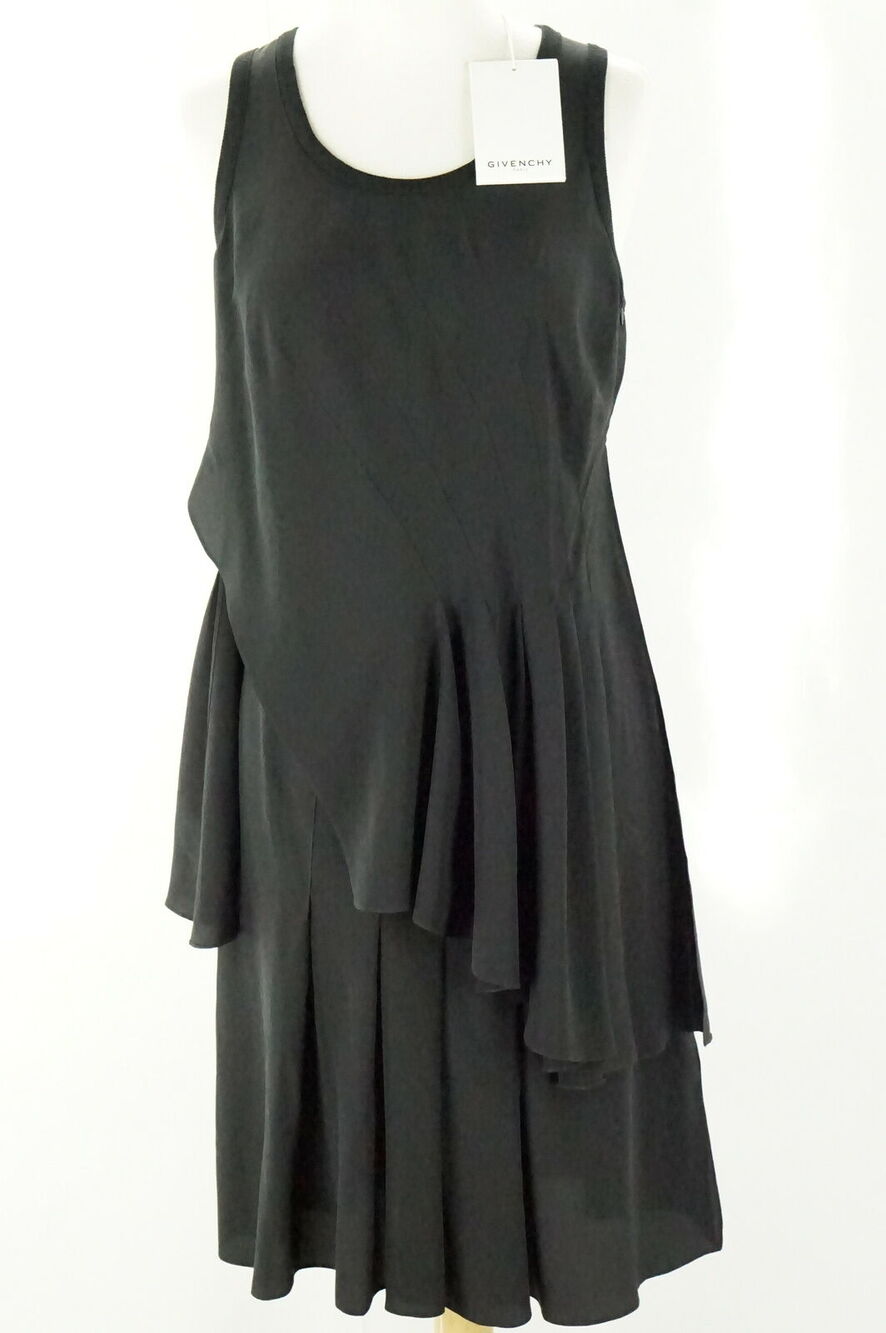 Givenchy Black Silk Tiered Sleeveless Cocktail Dress Size 6 US